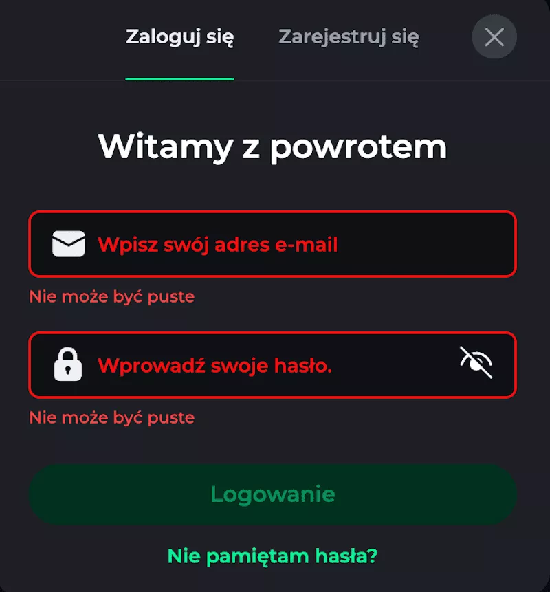 BetOnRed Casino - Logowanie