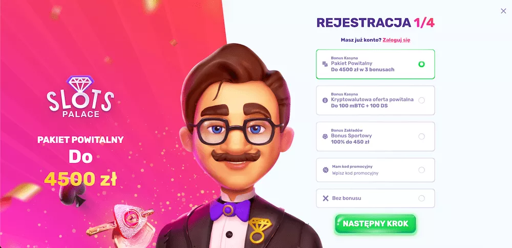 Slots Palace Casino - Rejestracja 1