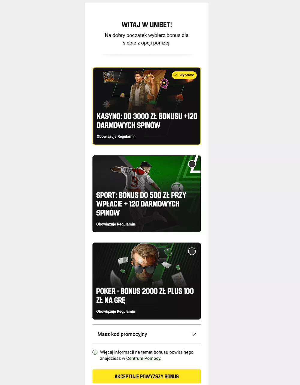 Unibet Casino - Rejestracja 1