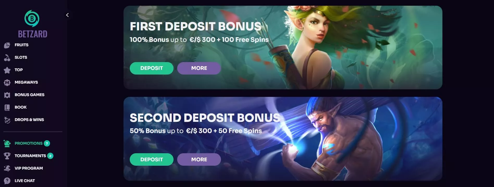 Betzard casino bonus first two deposits