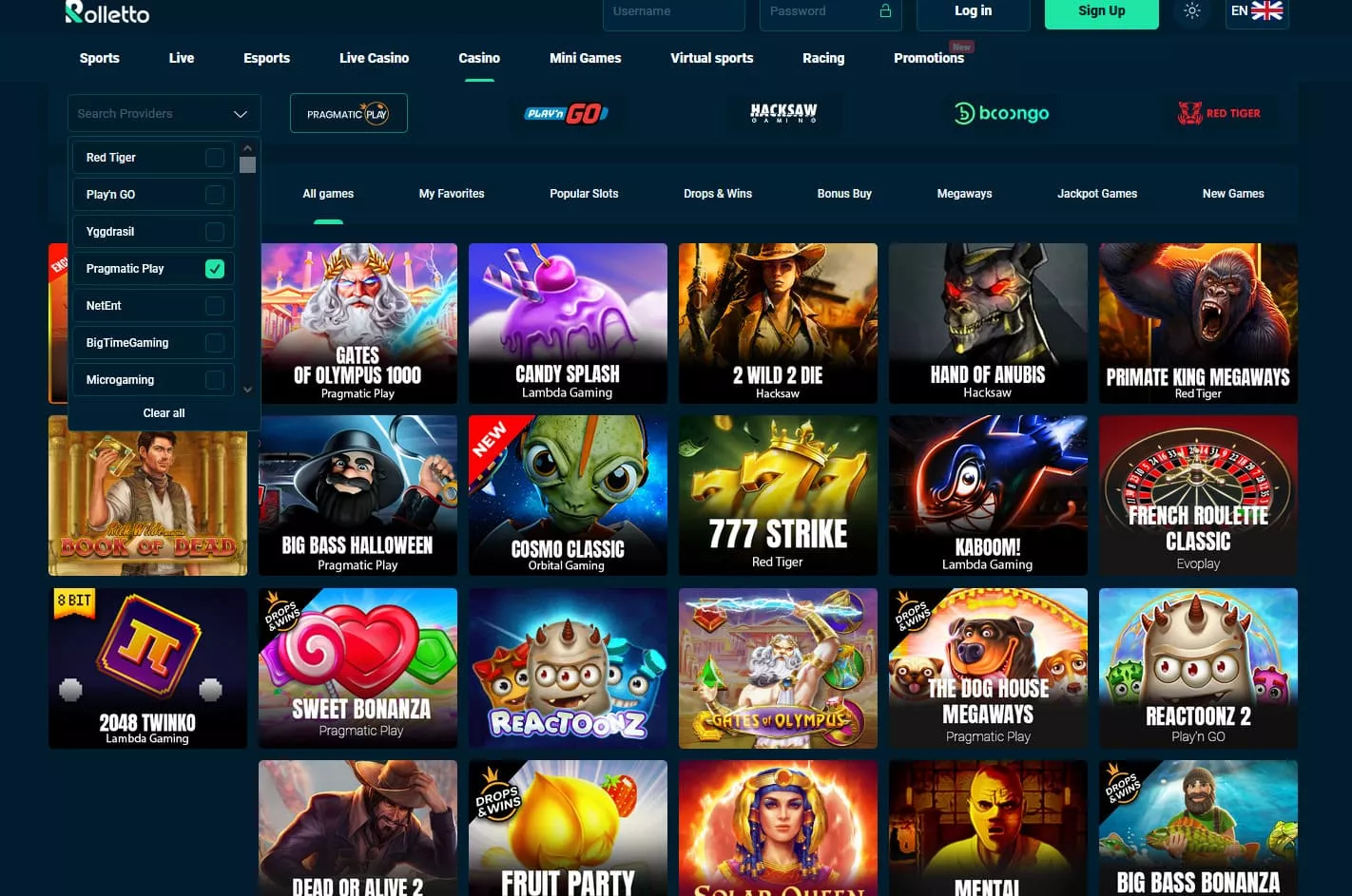 Rolletto Casino Wszystkie gry