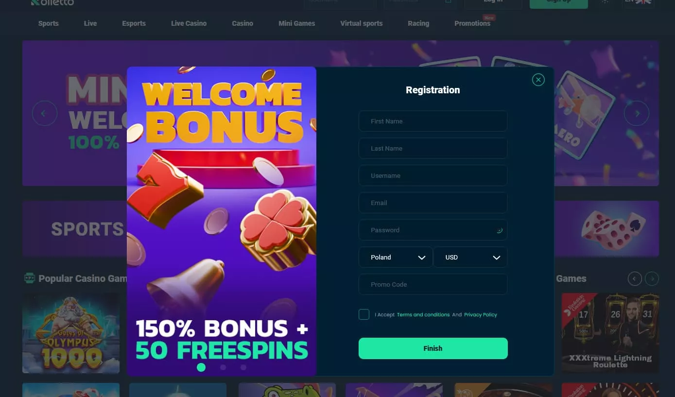 Rolletto Casino Rejestracja